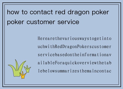 how to contact red dragon poker poker customer service